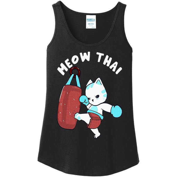 Muay Thai Cat Meow Thai Punching Bag Fighting Sport Ladies Essential Tank