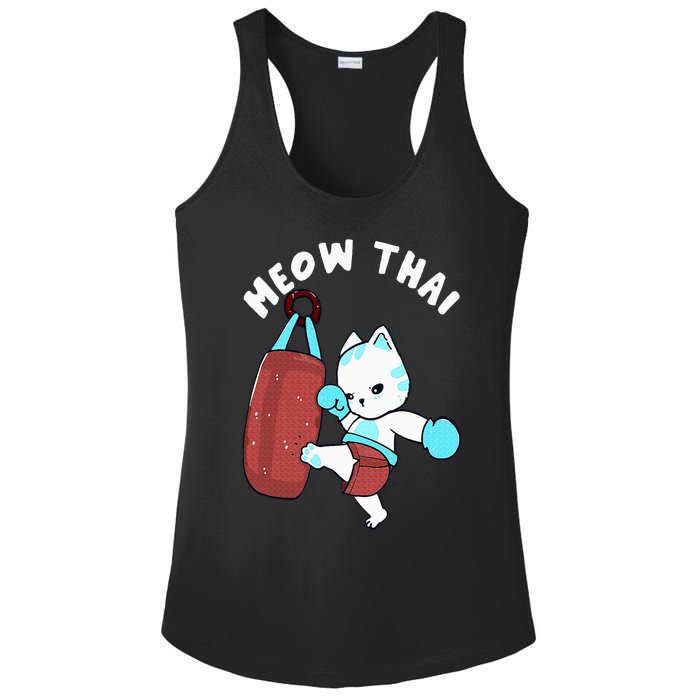 Muay Thai Cat Meow Thai Punching Bag Fighting Sport Ladies PosiCharge Competitor Racerback Tank