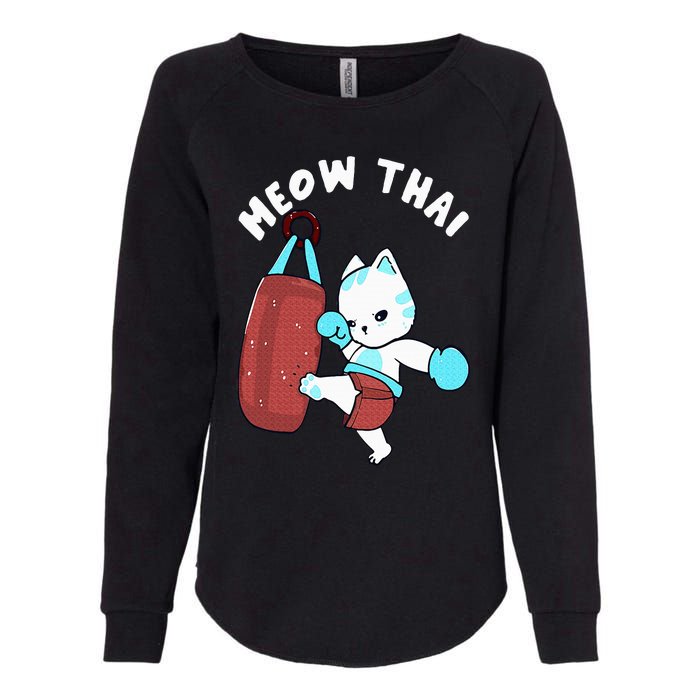 Muay Thai Cat Meow Thai Punching Bag Fighting Sport Womens California Wash Sweatshirt