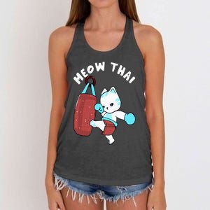 Muay Thai Cat Meow Thai Punching Bag Fighting Sport Women's Knotted Racerback Tank