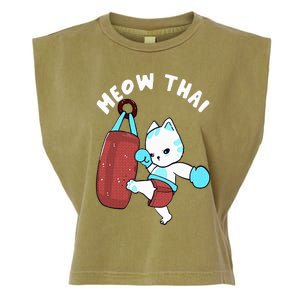 Muay Thai Cat Meow Thai Punching Bag Fighting Sport Garment-Dyed Women's Muscle Tee