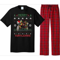 Merry Turtlemas Christmas Lights Cute Turtle Santa Hat Pajama Set