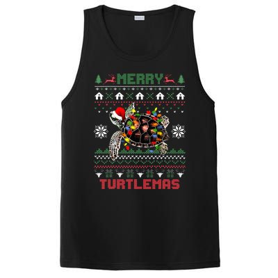 Merry Turtlemas Christmas Lights Cute Turtle Santa Hat PosiCharge Competitor Tank