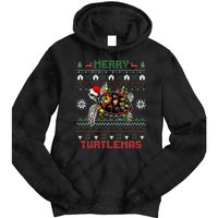 Merry Turtlemas Christmas Lights Cute Turtle Santa Hat Tie Dye Hoodie