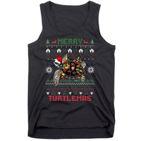 Merry Turtlemas Christmas Lights Cute Turtle Santa Hat Tank Top