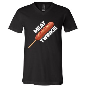 Meat Twinkie Corn Dog For Lovers Dogs Foodie Sausage V-Neck T-Shirt