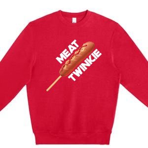 Meat Twinkie Corn Dog For Lovers Dogs Foodie Sausage Premium Crewneck Sweatshirt