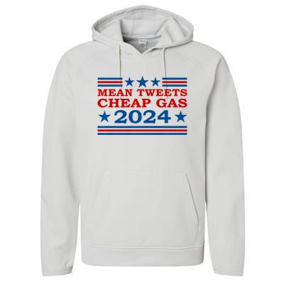 Mean Tweets Cheap Gas 2024 Funny Pro Trump Election Performance Fleece Hoodie