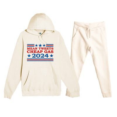 Mean Tweets Cheap Gas 2024 Funny Pro Trump Election Premium Hooded Sweatsuit Set