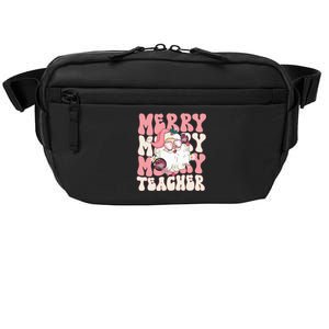 Merry Teacher Christmas Retro Wavy Pink Teacher Crossbody Pack