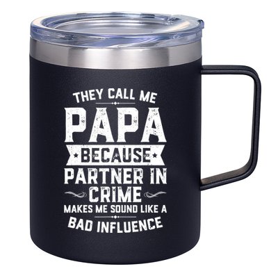 Mens They Call Me Papa Because Partner In Crime Shirt Fathers Day TShirt 12oz Stainless Steel Coffee Mug