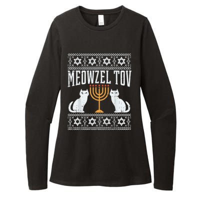 Meowzel Tov Chanukah Jewish Cat Owner Ugly Hanukkah Gift Womens CVC Long Sleeve Shirt