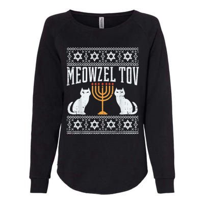 Meowzel Tov Chanukah Jewish Cat Owner Ugly Hanukkah Gift Womens California Wash Sweatshirt