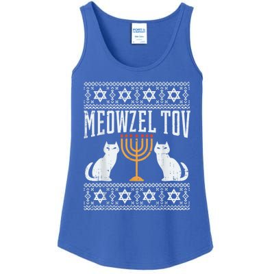 Meowzel Tov Chanukah Jewish Cat Owner Ugly Hanukkah Gift Ladies Essential Tank