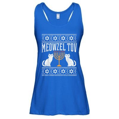 Meowzel Tov Chanukah Jewish Cat Owner Ugly Hanukkah Gift Ladies Essential Flowy Tank