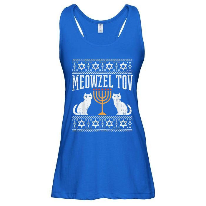 Meowzel Tov Chanukah Jewish Cat Owner Ugly Hanukkah Gift Ladies Essential Flowy Tank