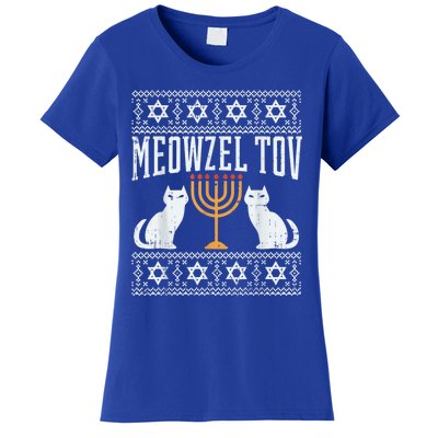 Meowzel Tov Chanukah Jewish Cat Owner Ugly Hanukkah Gift Women's T-Shirt