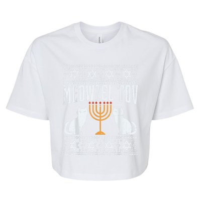 Meowzel Tov Chanukah Jewish Cat Owner Ugly Hanukkah Gift Bella+Canvas Jersey Crop Tee