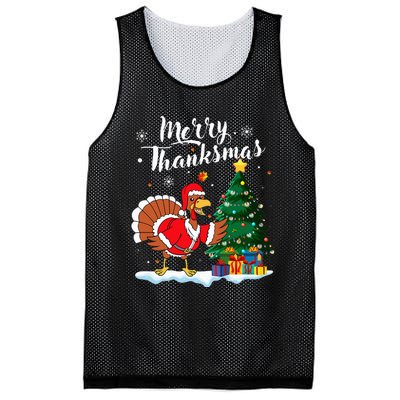 Merry Thanksmas Christmas Turkey Santa Thanksgiving Fall Mesh Reversible Basketball Jersey Tank