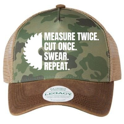 Measure Twice Cut Once Swear Repeat Legacy Tie Dye Trucker Hat