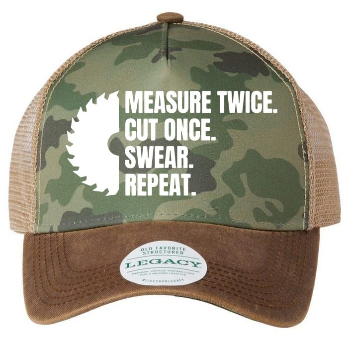 Measure Twice Cut Once Swear Repeat Legacy Tie Dye Trucker Hat