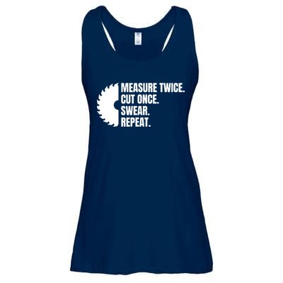 Measure Twice Cut Once Swear Repeat Ladies Essential Flowy Tank