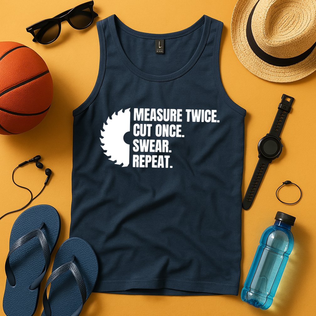 Measure Twice Cut Once Swear Repeat Tank Top