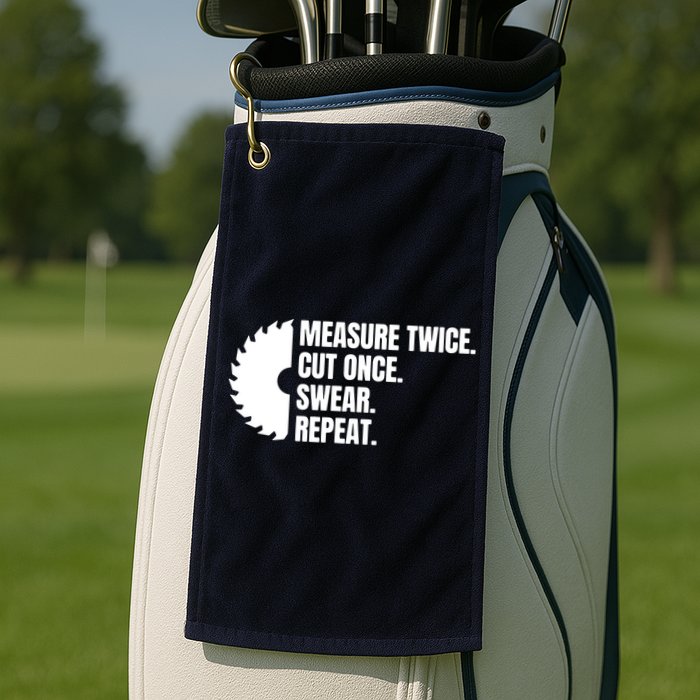 Measure Twice Cut Once Swear Repeat Golf Towel