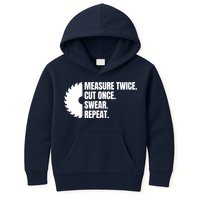 Measure Twice Cut Once Swear Repeat Kids Hoodie