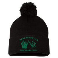 More Trach Can Less Trach CanT Funny Raccoon Pom Pom 12in Knit Beanie