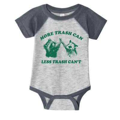 More Trach Can Less Trach CanT Funny Raccoon Infant Baby Jersey Bodysuit