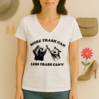More Trach Can Less Trach CanT Funny Raccoon Women's V-Neck T-Shirt