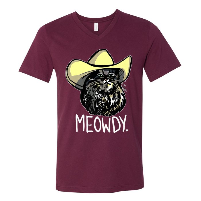 Meowdy Texas Cat Meme V-Neck T-Shirt