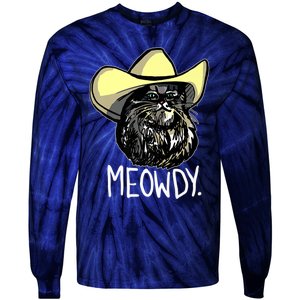 Meowdy Texas Cat Meme Tie-Dye Long Sleeve Shirt