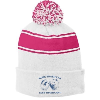 More Trash Can Less Trash CanT Funny Inspiration Stripe Pom Pom Beanie