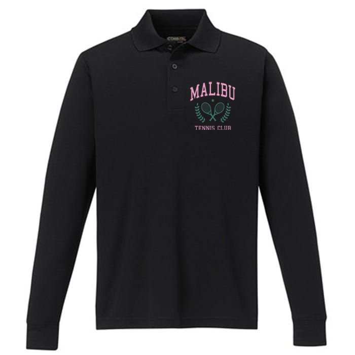 Malibu Tennis Club Fashion Design Classic Performance Long Sleeve Polo