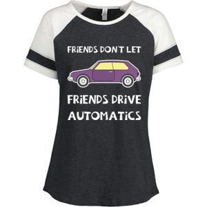 Manual Transmission Car Driving Enthusiast Stick Shift Humor Enza Ladies Jersey Colorblock Tee