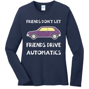 Manual Transmission Car Driving Enthusiast Stick Shift Humor Ladies Long Sleeve Shirt