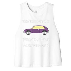 Manual Transmission Car Driving Enthusiast Stick Shift Humor Women's Racerback Cropped Tank