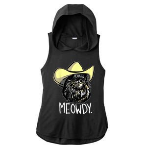 Meowdy Texas Cat Meme Ladies PosiCharge Tri-Blend Wicking Draft Hoodie Tank