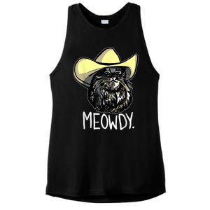 Meowdy Texas Cat Meme Ladies PosiCharge Tri-Blend Wicking Tank