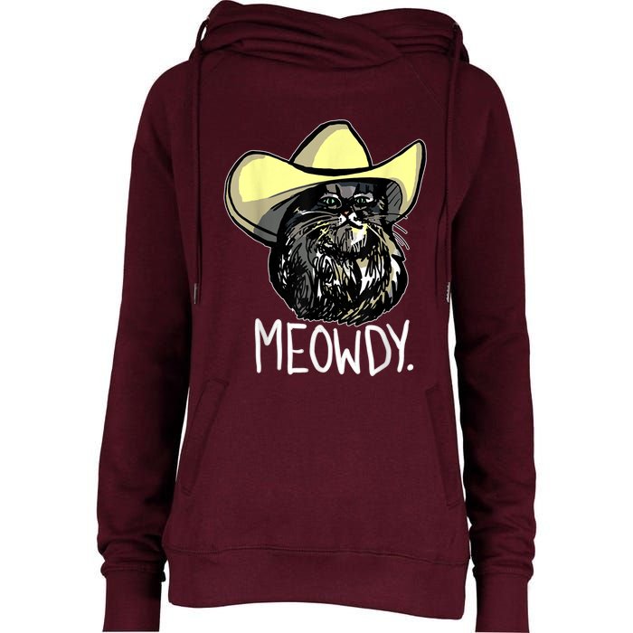 Meowdy Texas Cat Meme Womens Funnel Neck Pullover Hood