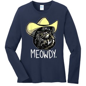 Meowdy Texas Cat Meme Ladies Long Sleeve Shirt