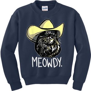 Meowdy Texas Cat Meme Kids Sweatshirt