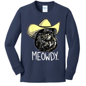 Meowdy Texas Cat Meme Kids Long Sleeve Shirt