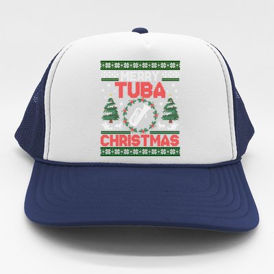 Merry Tuba Christmas Ugly Music Instrument Ugly Xmas Trucker Hat