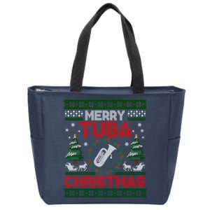 Merry Tuba Christmas Ugly Music Instrument Ugly Xmas Zip Tote Bag