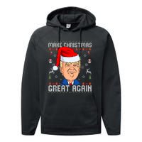 Make This Christmas Great Again Funny Donald Trump Ugly Sweater Performance Fleece Hoodie