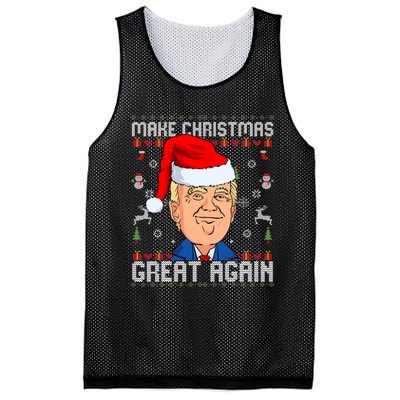 Make This Christmas Great Again Funny Donald Trump Ugly Sweater Mesh Reversible Basketball Jersey Tank