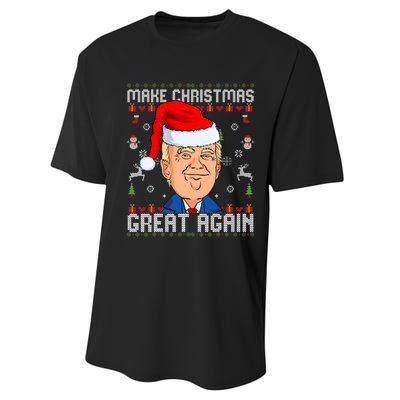 Make This Christmas Great Again Funny Donald Trump Ugly Sweater Performance Sprint T-Shirt